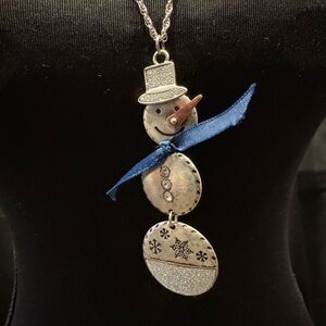 Silver Snowman Pendant Necklace-NWT